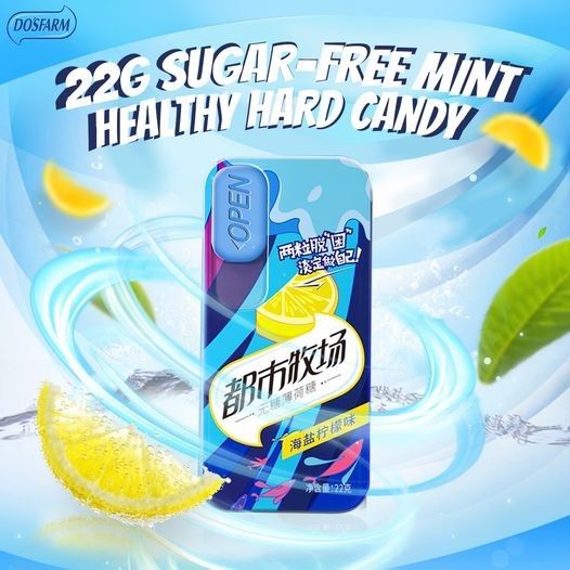Sea Salt Lemon Special Flavor Sugar Free Candy With Metal Tin Pack